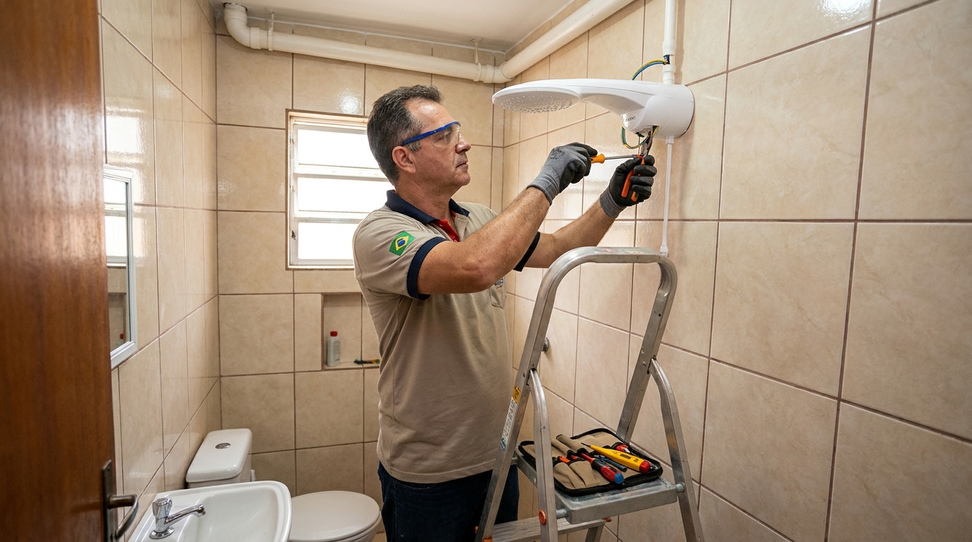 Instalação de chuveiro no banheiro em Palmas‑TO